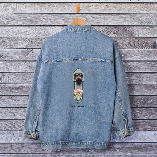 Art Deco Ostrich Blume Green Jeansjacke