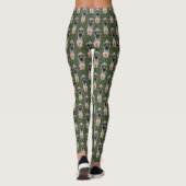 Art Deco Ostrich Blume Green Leggings (Rückseite)