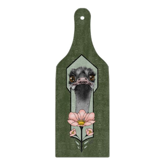 Art Deco Ostrich Blume Green Schneidebrett (Vorderseite)