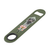 Art Deco Ostrich Blume Green Speed Flaschenöffner (Vorderseite Schrägansicht)