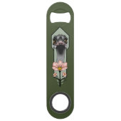 Art Deco Ostrich Blume Green Speed Flaschenöffner (Rückseite)