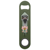 Art Deco Ostrich Blume Green Speed Flaschenöffner (Vorderseite)