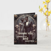 Art-Deco-Paar mit Blumenrahmen Karte (Gelbe Blume)