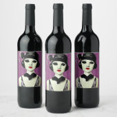 Art Deco Painted Flapper Mannequin Head Weinetikett (Flaschen)