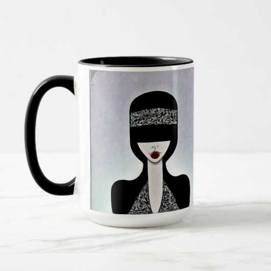 Art Deco Painted Flapper Tasse (Links)