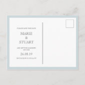 Art Deco Pale Blue Save the Date Postkarte (Rückseite)