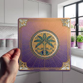 Art Deco Palm Tree Sunrise Gradient Ceramic Tile Fliese
