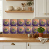 Art Deco Palm Tree Sunrise Gradient Ceramic Tile Fliese