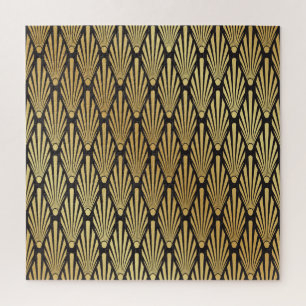 Art Deco Palmen: Schwarzes Gold. Puzzle
