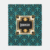 Art Deco Palmetto Monogram Fleecedecke (Vorderseite)