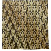 Art Deco Palms: Schwarzes Gold. Duschvorhang (Vorderseite)