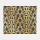 Art Deco Palms: Schwarzes Gold. Fleecedecke (Vorderseite (Horizontal))