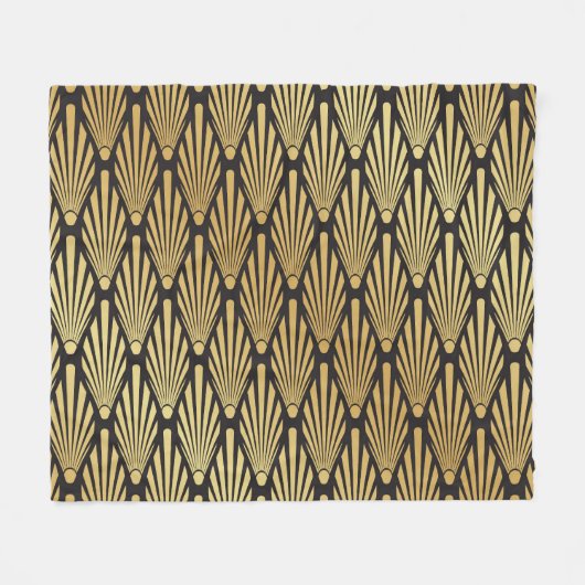 Art Deco Palms: Schwarzes Gold. Fleecedecke (Vorderseite (Horizontal))