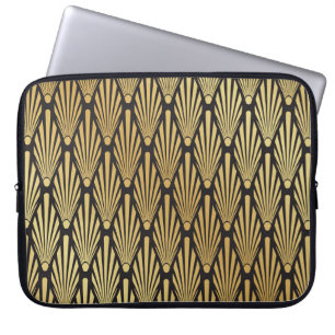 Art Deco Palms: Schwarzes Gold. Laptopschutzhülle
