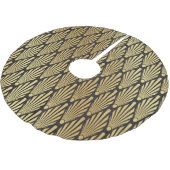 Art Deco Palms: Schwarzes Gold. Polyester Weihnachtsbaumdecke (Schrägansicht)