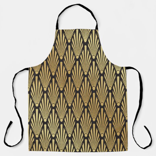 Art Deco Palms: Schwarzes Gold. Schürze (Vorderseite)