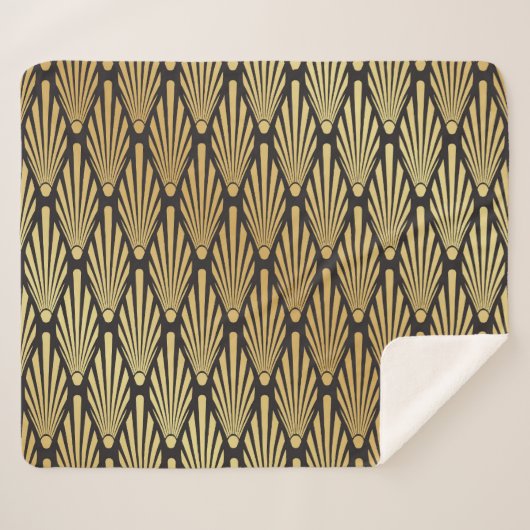 Art Deco Palms: Schwarzes Gold. Sherpadecke (Vorderseite (Horizontal))