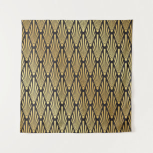 Art Deco Palms: Schwarzes Gold. Wandteppich