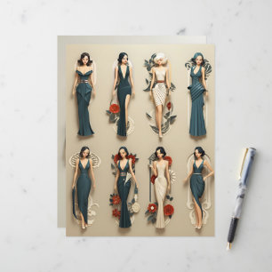 Art Deco Paper Dolls Scrapbook Paper