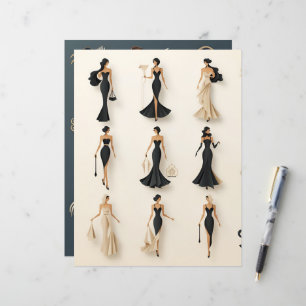 Art Deco Paper Dolls Scrapbook Paper