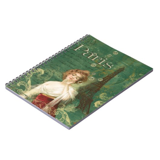 Art Deco Paris Frauen mit Bläschen Eiffelturm Notizblock (Linke Seite)