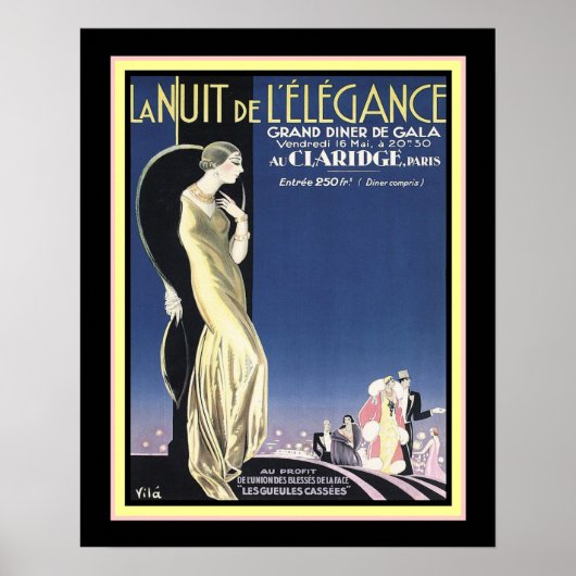 Art Deco Paris Gala "Night of Elegance" 16x20 Poster (Vorne)