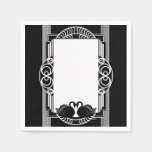Art Deco Pariser Schwarz-Weiß-Schwäne Serviette (Vorderseite)