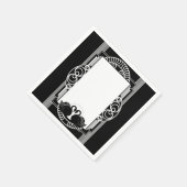 Art Deco Pariser Schwarz-Weiß-Schwäne Serviette (Ecke)