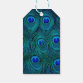 Art Deco Parisian Aquamarin Green Peacock Feather Geschenkanhänger (Vorderseite)