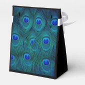 Art Deco Parisian Aquamarin Green Peacock Feather Geschenkschachtel (Rückseite)