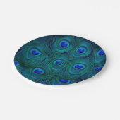 Art Deco Parisian Aquamarin Green Peacock Feather Pappteller (Schrägansicht)
