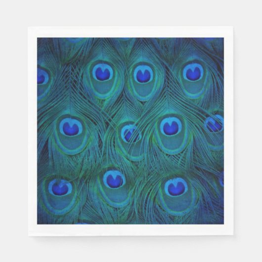 Art Deco Parisian Aquamarin Green Peacock Feather Serviette (Vorderseite)