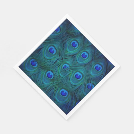 Art Deco Parisian Aquamarin Green Peacock Feather Serviette (Ecke)