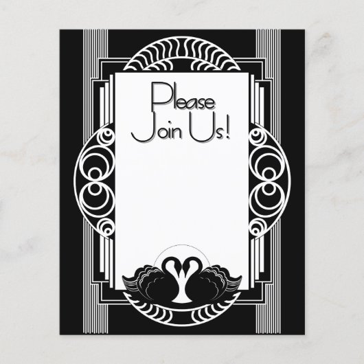 Art Deco Parisian Black and White Swans Flyer (Vorne)