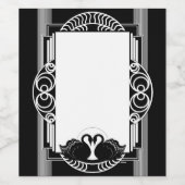 Art Deco Parisian Black and White Swans Weinetikett (Einzelnes Label)
