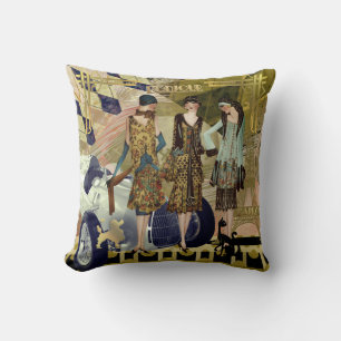 Art Deco Parisian Flappers Throw Kissen