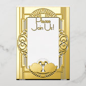 Art Deco Parisian Vintage Swans Folieneinladung (Vorderseite)