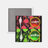 ART DECO PARROS, RED GREEN BLUME DIRTY CLEAN MAGNET (Vorderseite/Rückseite)