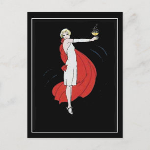 Art Deco Party Girl Vintage Postkarte