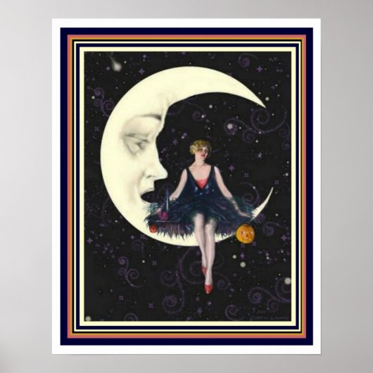 Art Deco "Party on the Moon" 16 x 20 Poster (Vorne)