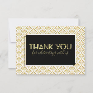Art Deco Party Schwarzes Gold Dankeskarte