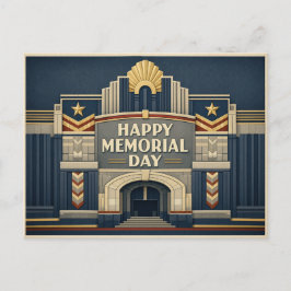 Art Deco Patriotic Architecture Memorial Day Feiertagspostkarte