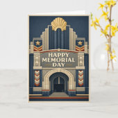Art Deco Patriotic Architecture Memorial Day Karte (Gelbe Blume)