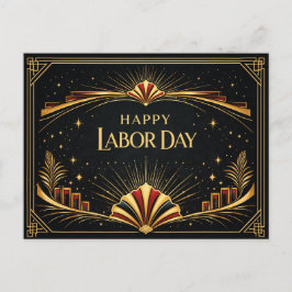 Art Deco Patriotic Gold Tribute Happy Labor Day Feiertagspostkarte