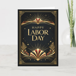 Art Deco Patriotic Gold Tribute Happy Labor Day Karte