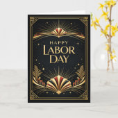 Art Deco Patriotic Gold Tribute Happy Labor Day Karte (Gelbe Blume)