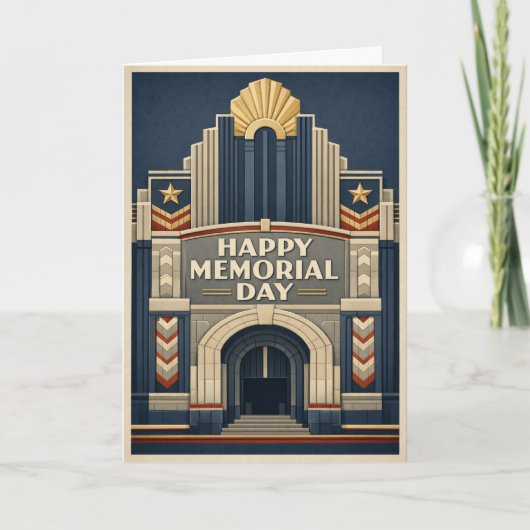Art Deco patriotische Architektur zum Gedenktag Karte (Vorderseite)
