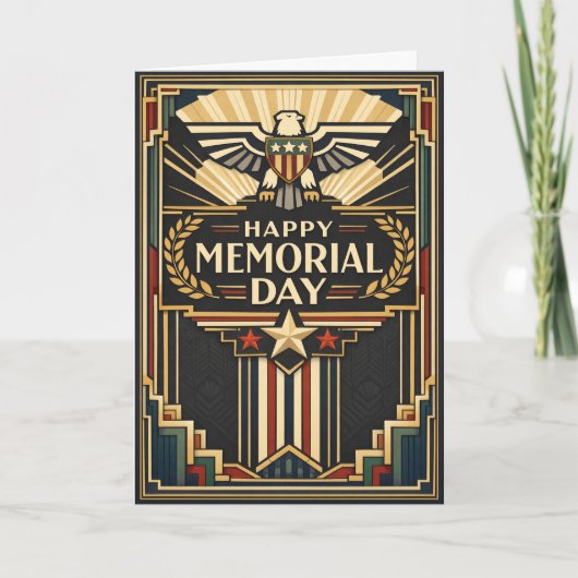 Art Deco patriotisches Gedenktags-Design Karte (Vorderseite)