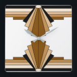 Art Deco Pattern in Orange  and Tan Quadratische Wanduhr<br><div class="desc">This pattern is based on classic art deco shapes.</div>