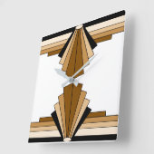 Art Deco Pattern in Orange  and Tan Quadratische Wanduhr (Winkel)